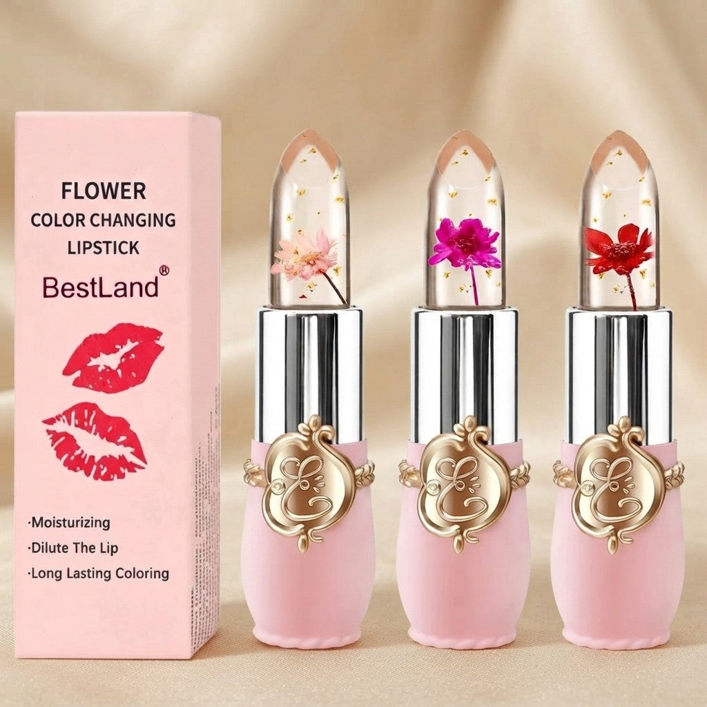 Temperature Changing Flower Jelly Lipstick Set